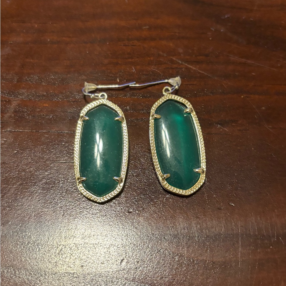 Elegant Green and Gold Earrings